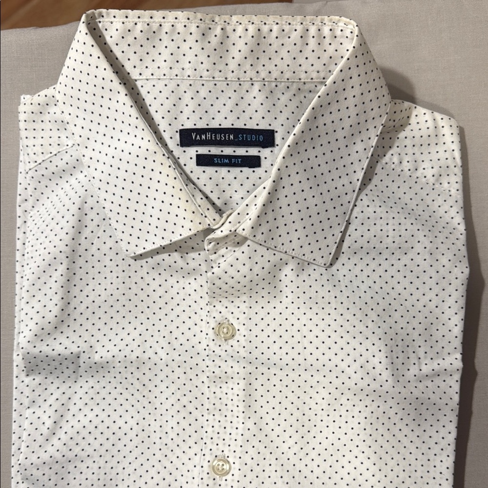Van Heusen Studio White with Black Dots Men's Shirt